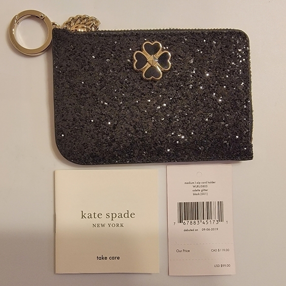 Kate Spade Glittery Card Holder with Key Chain - Picture 3 of 3